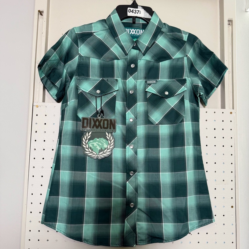 Dixxon Flannel Co Bozeman Green Plaid Bamboo Blend Short Sleeve Western Shirt S